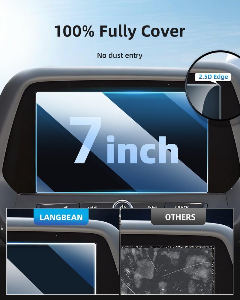 LANGBEAN Screen Protector for Chevy Equinox (LS/LT/RS) 2018-2024 7 inch Touchscreen, HD Clear, High Sensitivity, 9H Tempered Glass Car Navigation Screen Protector - Image 2